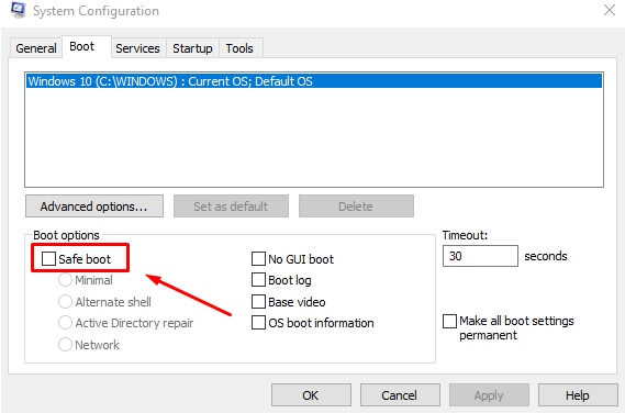 Method III - Uninstall applications with Safe Mode -Boot - safe mode checkbox