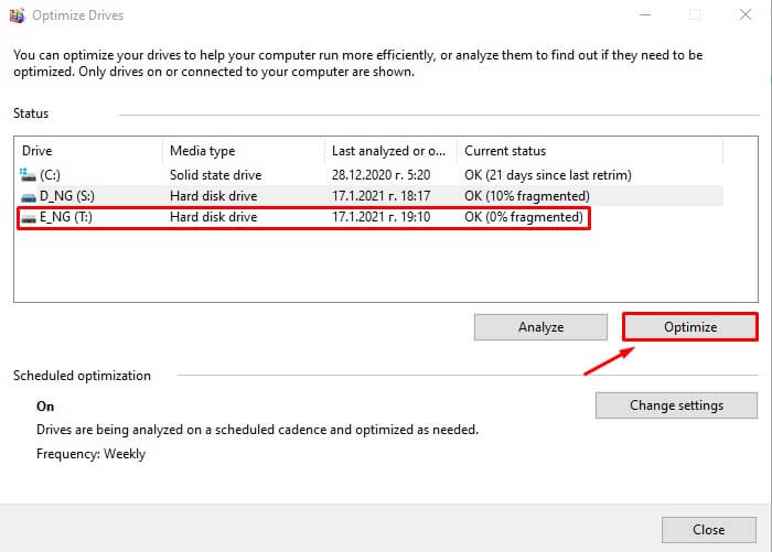 Windows 10 disk defragmentation